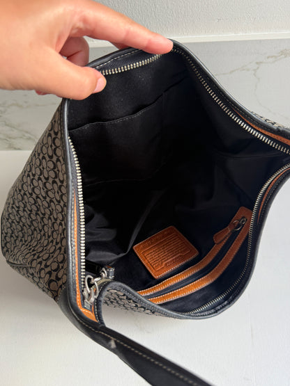 Coach Soho Black Signature Shoulder Bag, M-L