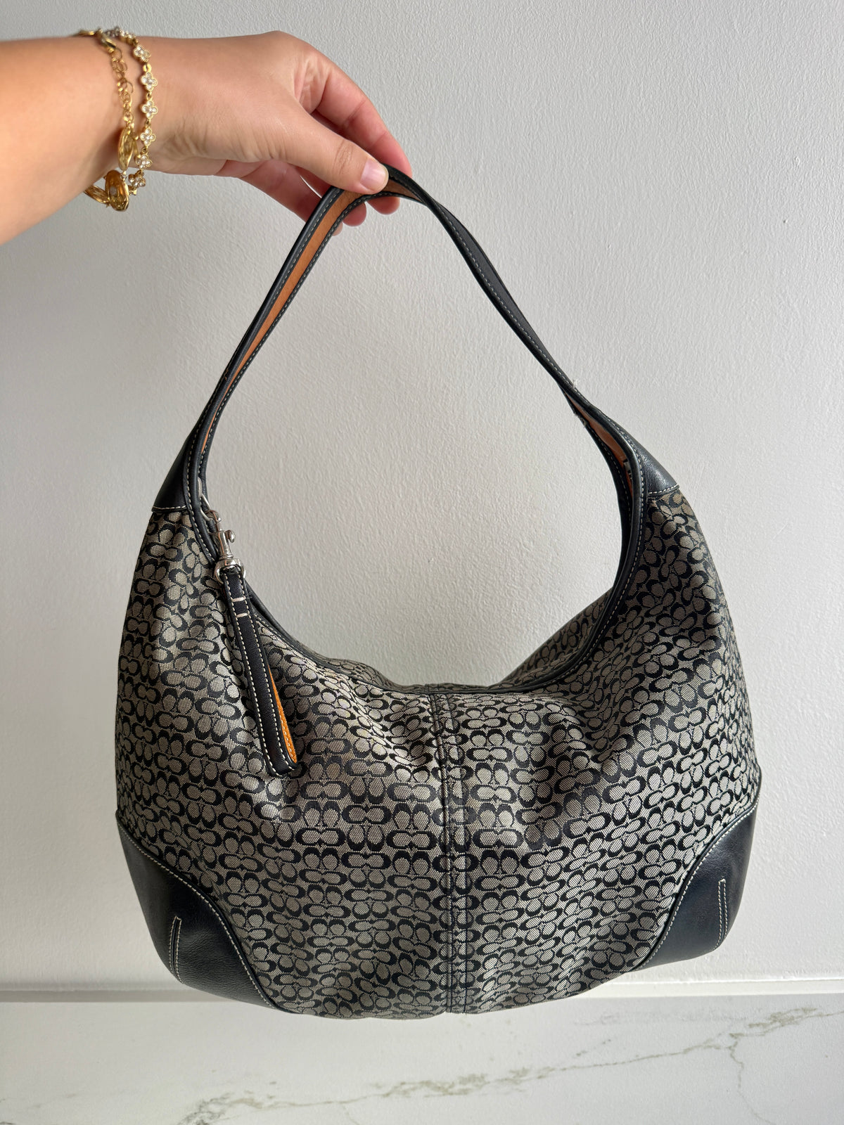 Coach Soho Black Signature Shoulder Bag, M-L