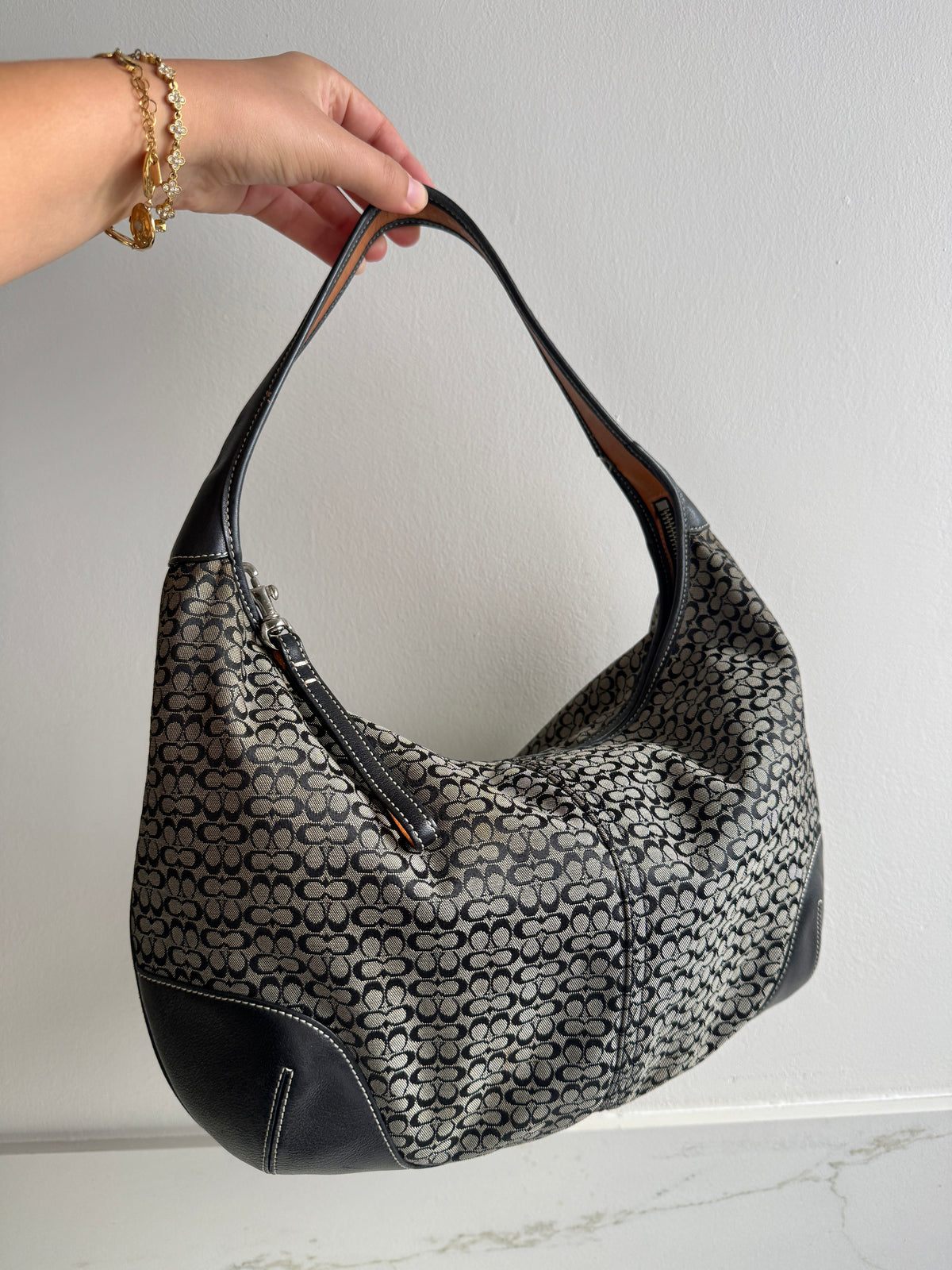 Coach Soho Black Signature Shoulder Bag, M-L