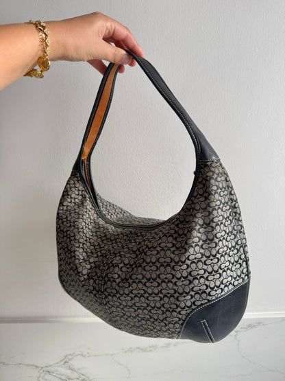 Coach Soho Black Signature Shoulder Bag, M-L