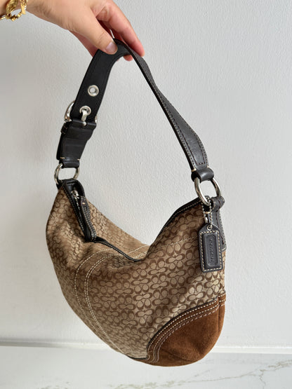 Super Rare Coach Soho Suede & Canvas Shoulder Bag, Medium