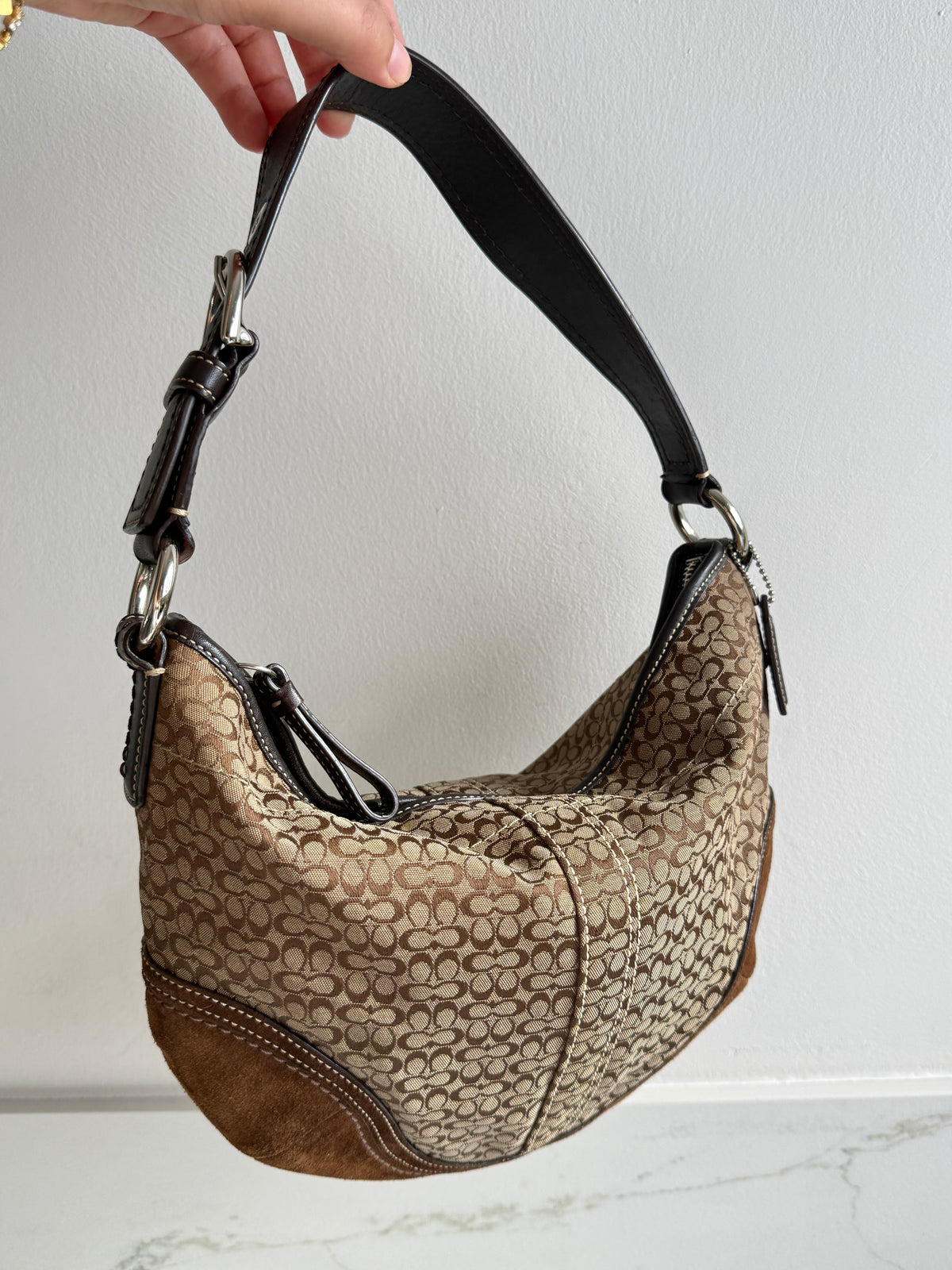Super Rare Coach Soho Suede & Canvas Shoulder Bag, Medium