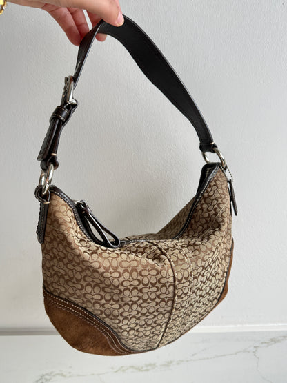 Super Rare Coach Soho Suede & Canvas Shoulder Bag, Medium