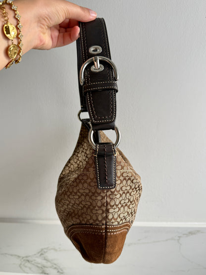 Super Rare Coach Soho Suede & Canvas Shoulder Bag, Medium