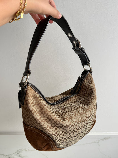 Super Rare Coach Soho Suede & Canvas Shoulder Bag, Medium