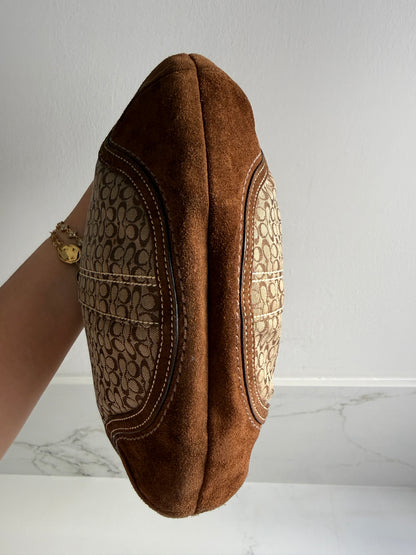 Super Rare Coach Soho Suede & Canvas Shoulder Bag, Medium