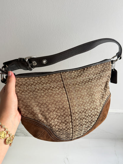 Super Rare Coach Soho Suede & Canvas Shoulder Bag, Medium