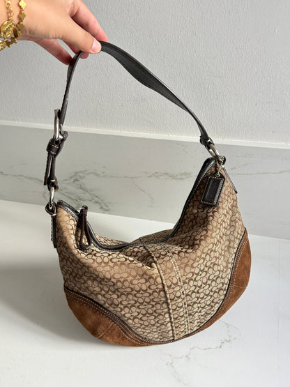 Super Rare Coach Soho Suede & Canvas Shoulder Bag, Medium