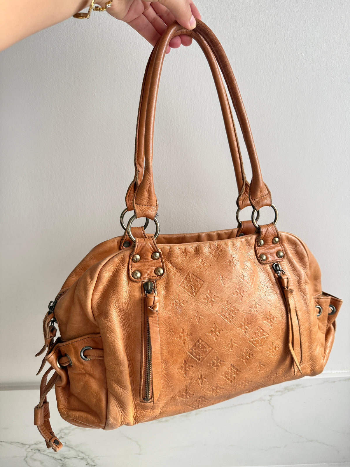 Russet Caramel Brown Leather Shoulder Bag