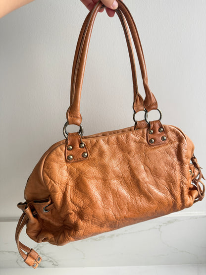 Russet Caramel Brown Leather Shoulder Bag
