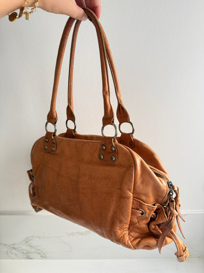 Russet Caramel Brown Leather Shoulder Bag