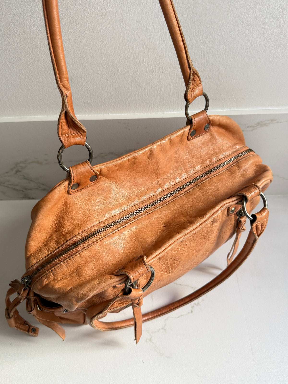 Russet Caramel Brown Leather Shoulder Bag