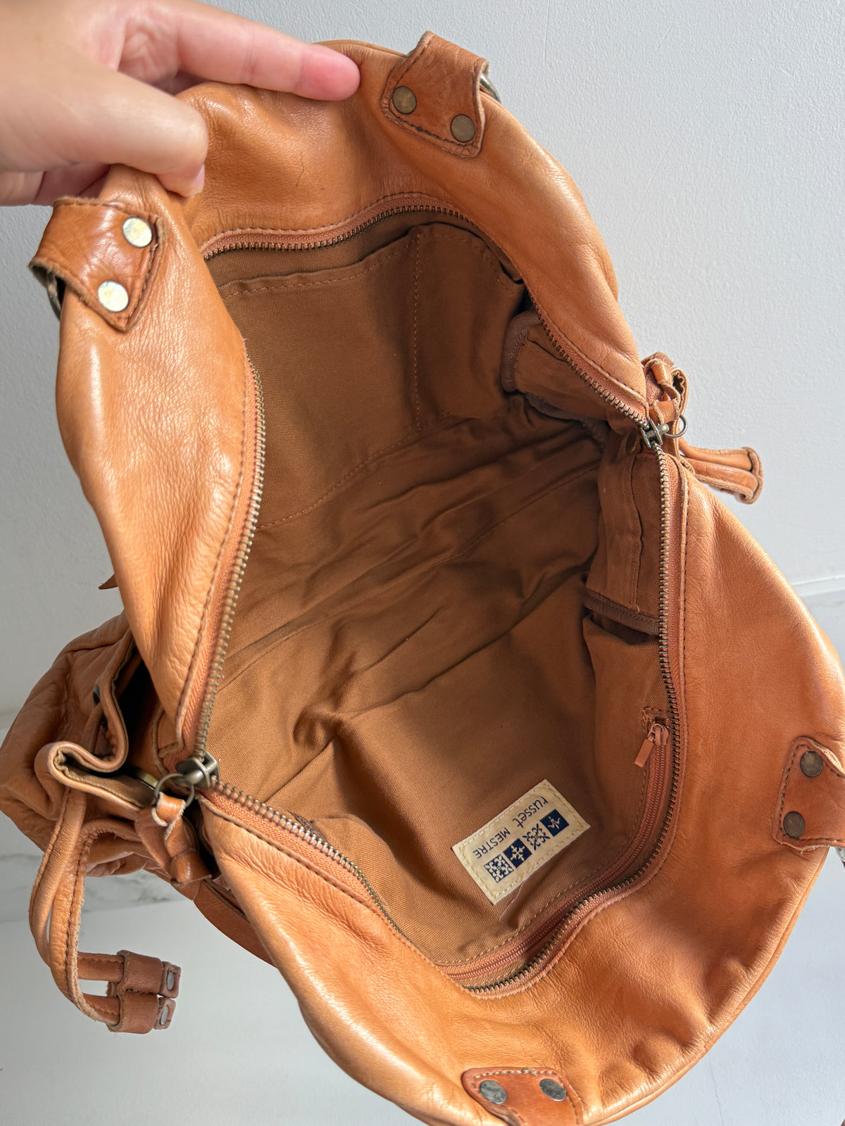 Russet Caramel Brown Leather Shoulder Bag
