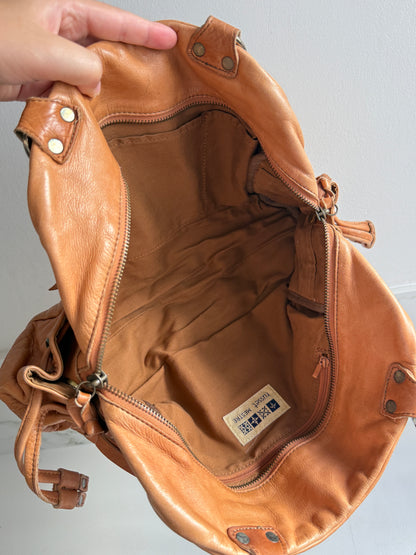 Russet Caramel Brown Leather Shoulder Bag