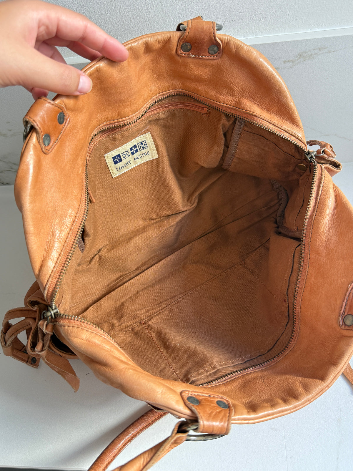 Russet Caramel Brown Leather Shoulder Bag