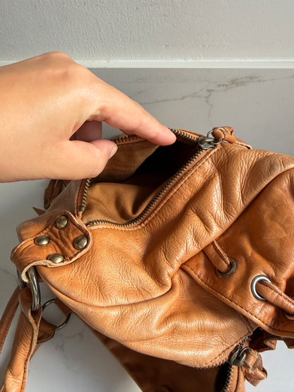 Russet Caramel Brown Leather Shoulder Bag