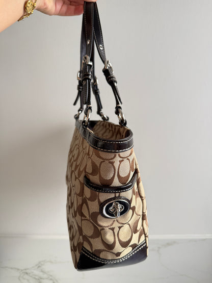 Rare Coach Signature Pleated Gallery Tote Bag