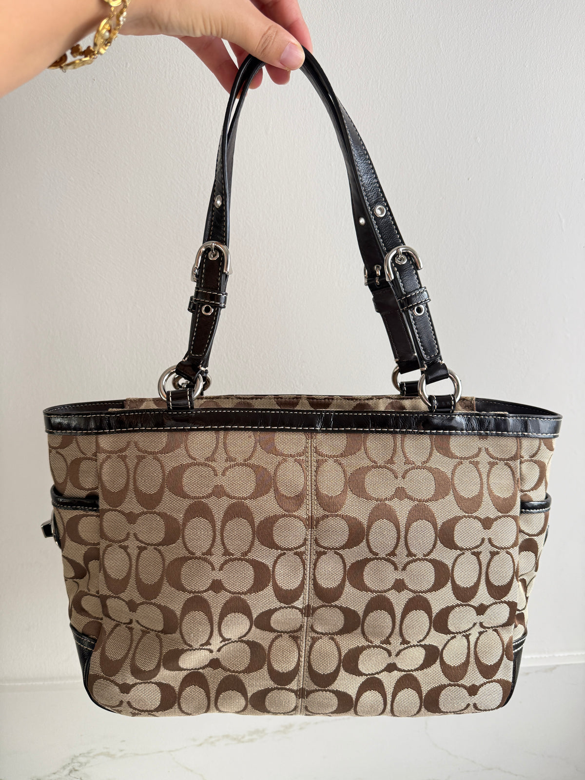 Rare Coach Signature Pleated Gallery Tote Bag