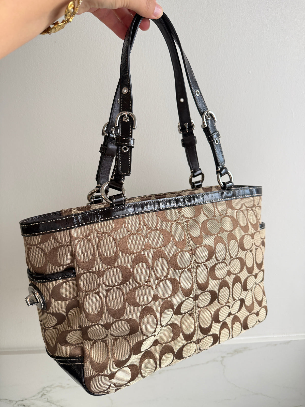 Rare Coach Signature Pleated Gallery Tote Bag
