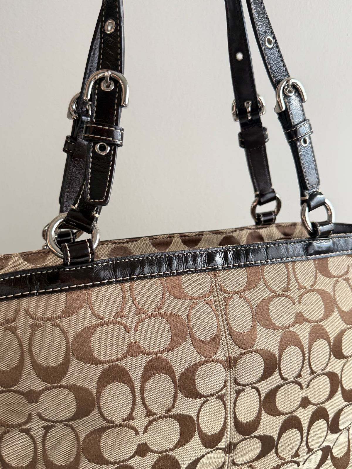 Rare Coach Signature Pleated Gallery Tote Bag