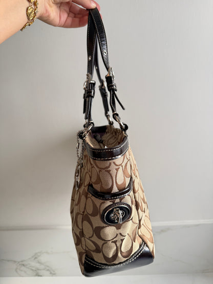 Rare Coach Signature Pleated Gallery Tote Bag