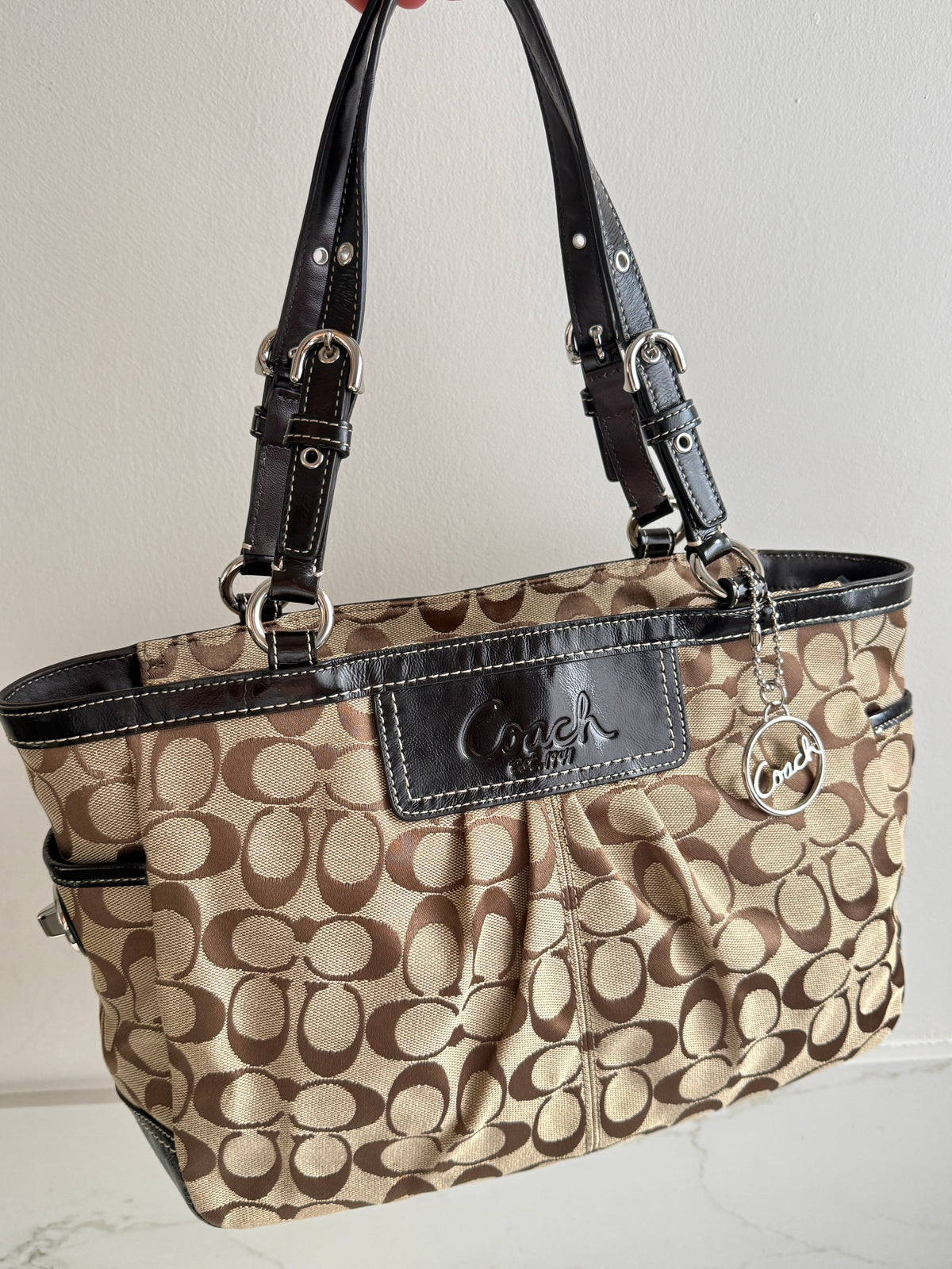 Rare Coach Signature Pleated Gallery Tote Bag