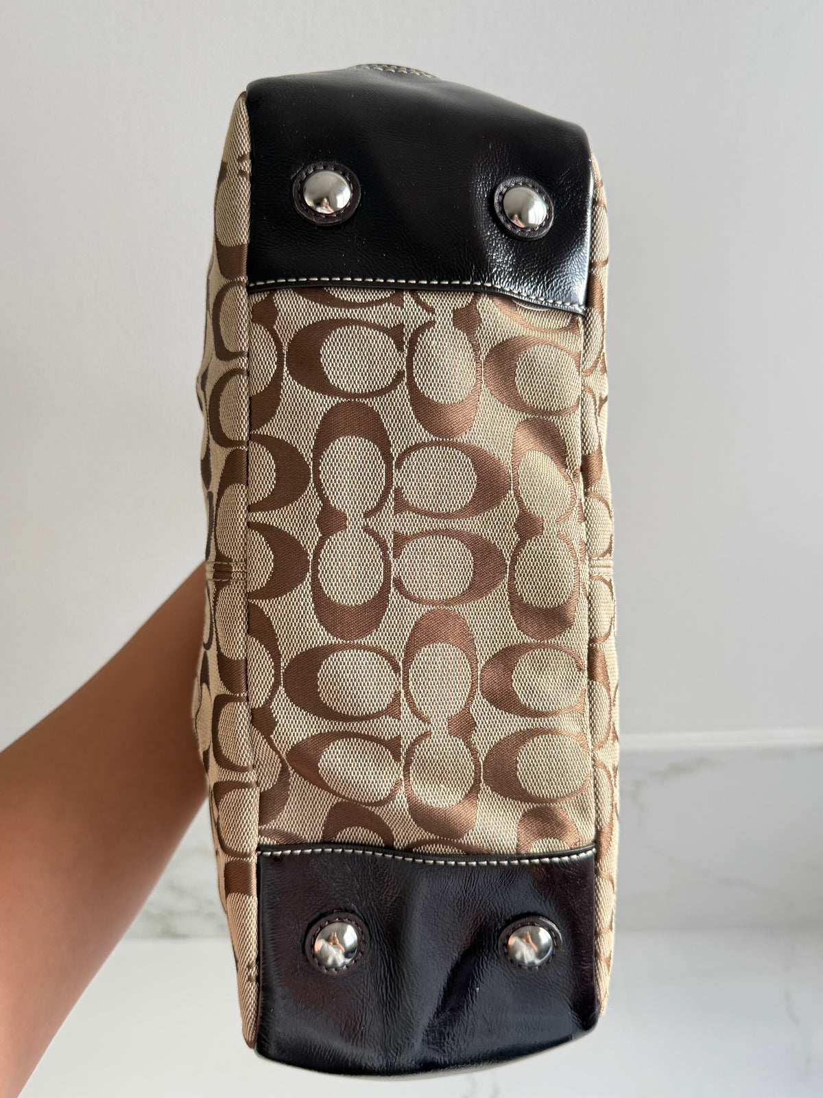 Rare Coach Signature Pleated Gallery Tote Bag