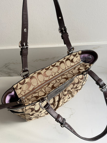 Rare Coach Signature Pleated Gallery Tote Bag
