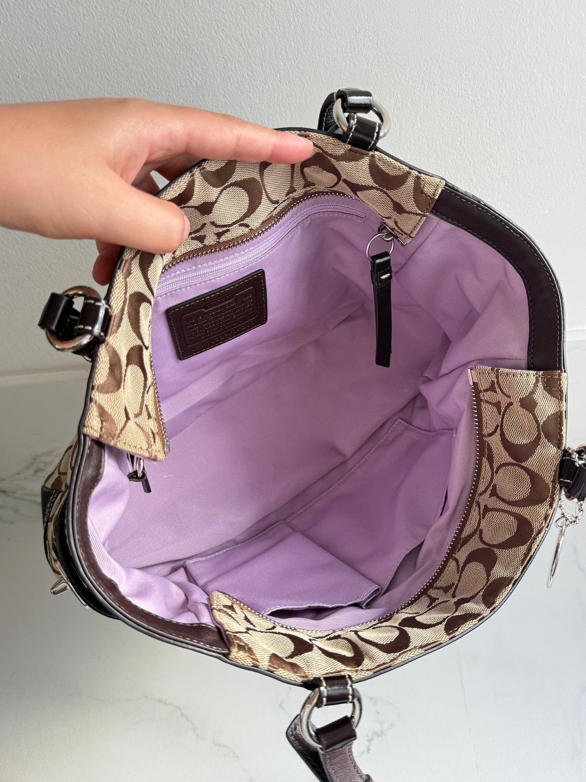 Rare Coach Signature Pleated Gallery Tote Bag