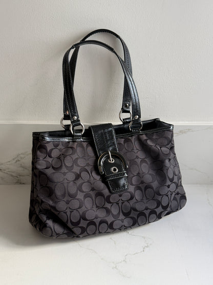 Coach Soho Black Signature Carryall Shoulder Bag