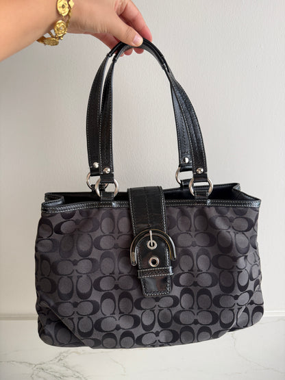 Coach Soho Black Signature Carryall Shoulder Bag