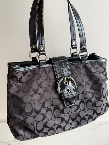 Coach Soho Black Signature Carryall Shoulder Bag