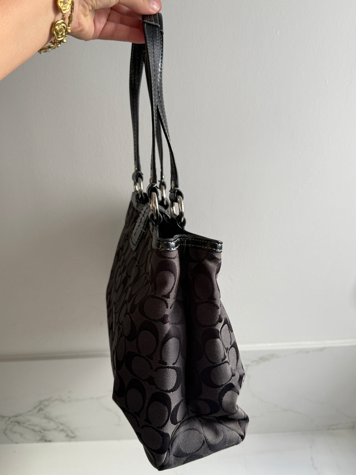 Coach Soho Black Signature Carryall Shoulder Bag