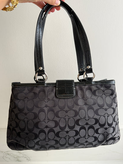 Coach Soho Black Signature Carryall Shoulder Bag