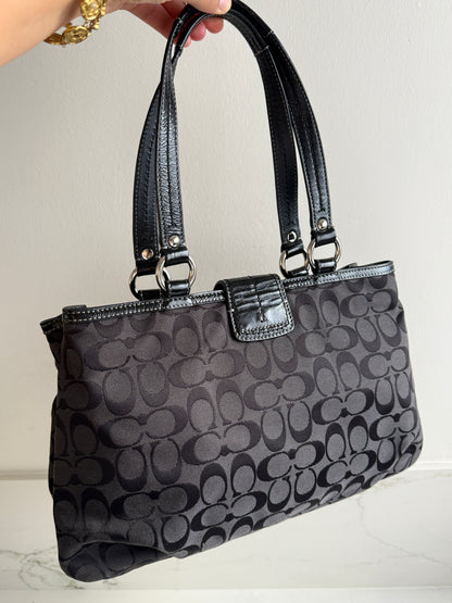 Coach Soho Black Signature Carryall Shoulder Bag