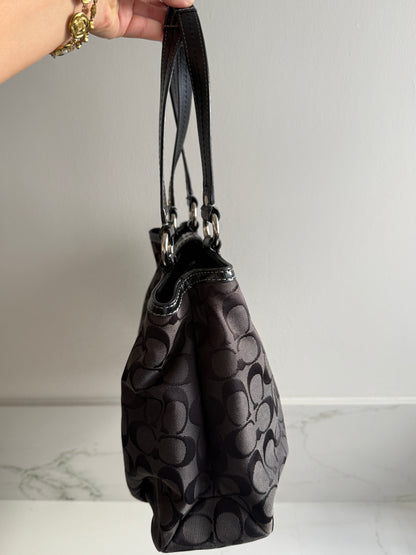 Coach Soho Black Signature Carryall Shoulder Bag