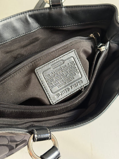 Coach Soho Black Signature Carryall Shoulder Bag