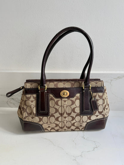 Rare Coach Hampton Signature Shoulder Bag, Medium