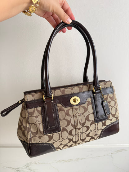 Rare Coach Hampton Signature Shoulder Bag, Medium