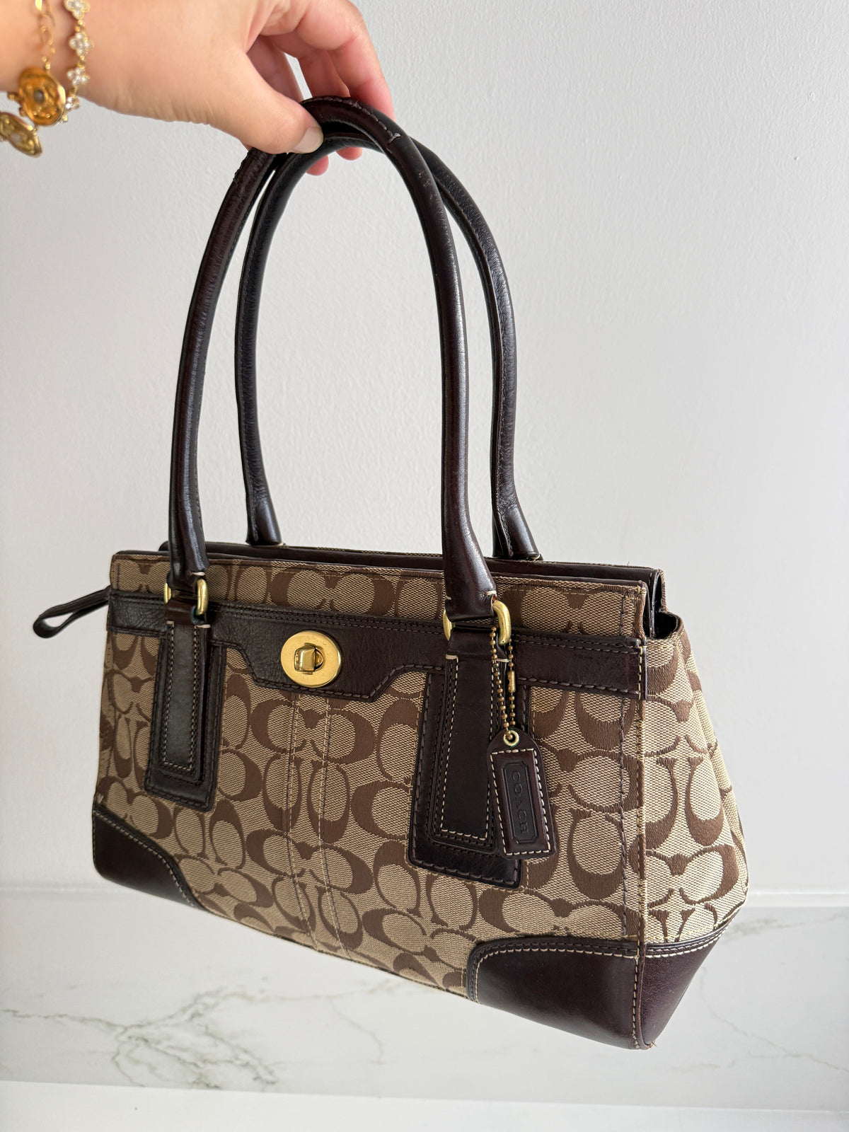 Rare Coach Hampton Signature Shoulder Bag, Medium