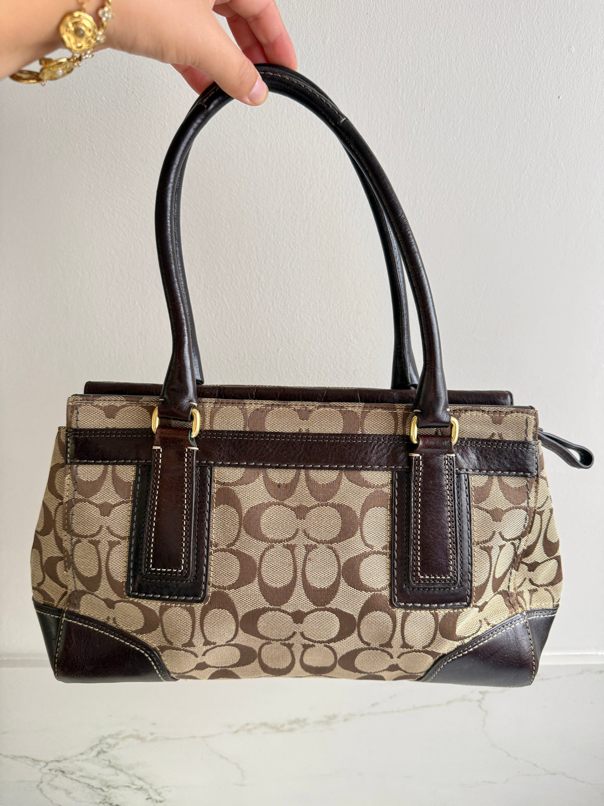 Rare Coach Hampton Signature Shoulder Bag, Medium