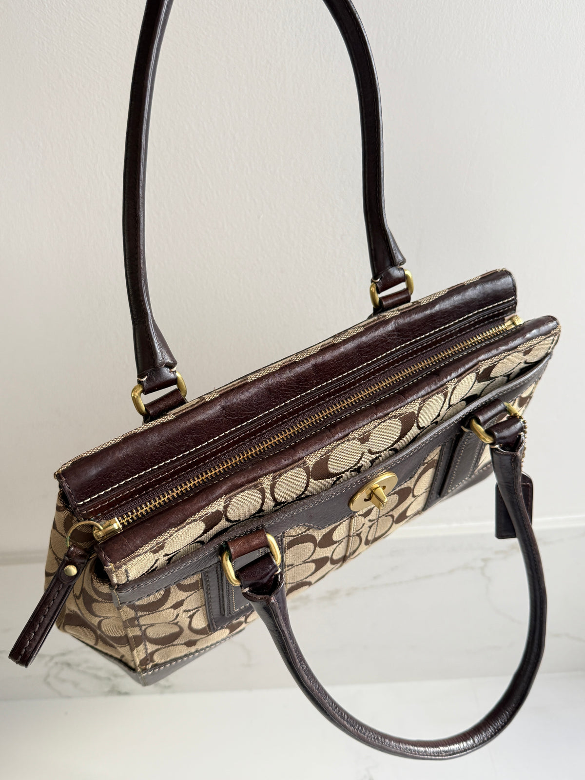 Rare Coach Hampton Signature Shoulder Bag, Medium