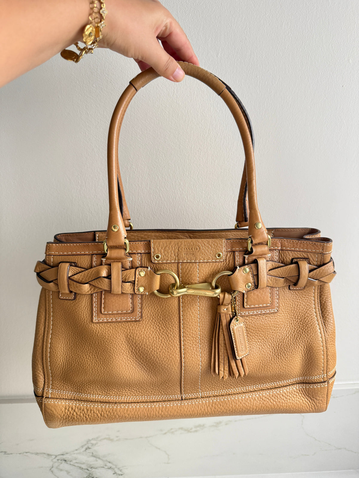 Rare Coach Hampton Pebbled Leather Shoulder Bag, Large