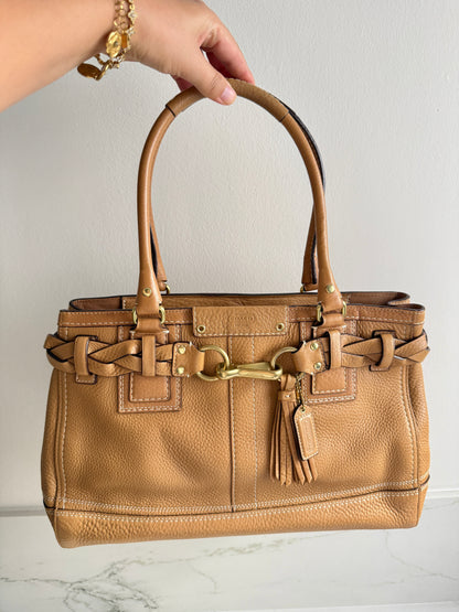 Rare Coach Hampton Pebbled Leather Shoulder Bag, Large
