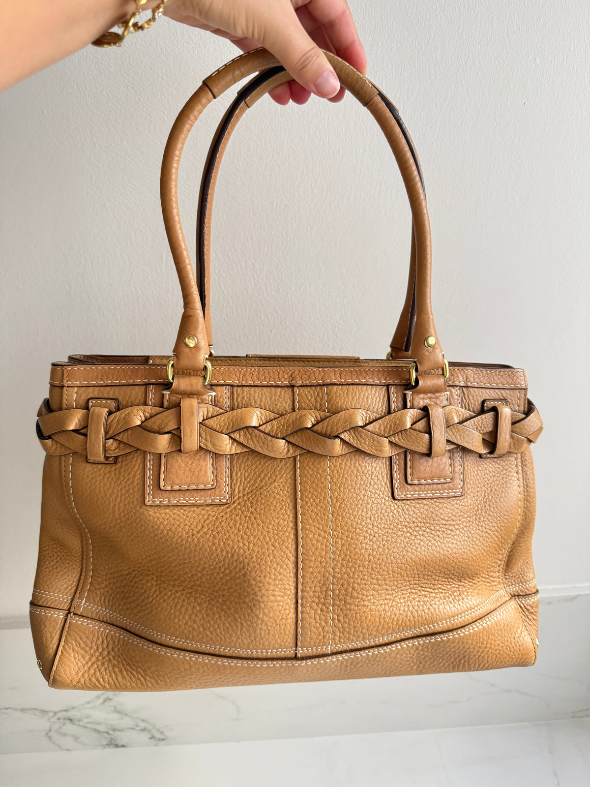 Rare Coach Hampton Pebbled Leather Shoulder Bag, Large