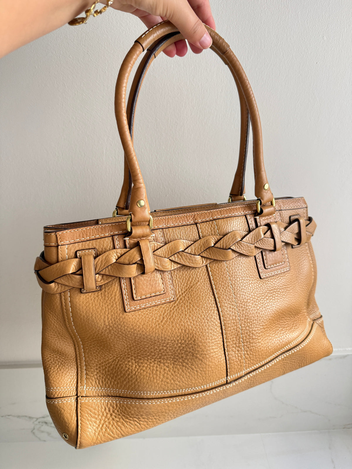 Rare Coach Hampton Pebbled Leather Shoulder Bag, Large