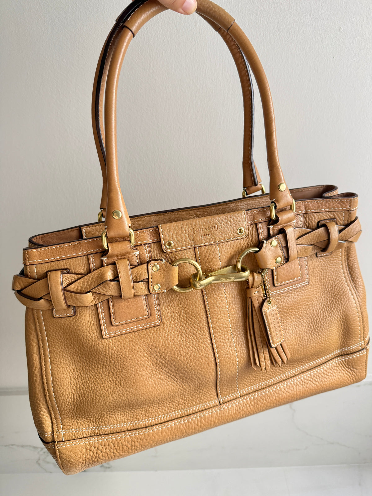 Rare Coach Hampton Pebbled Leather Shoulder Bag, Large