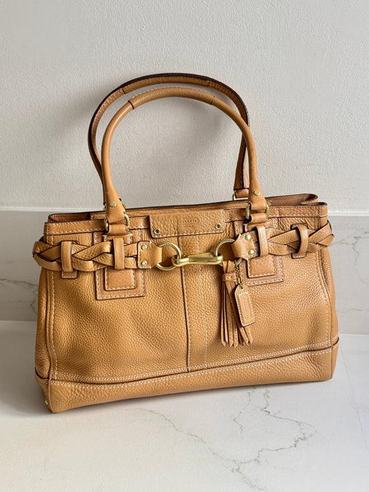 Coach Hampton Pebbled Leather Shoulder Bag, Large