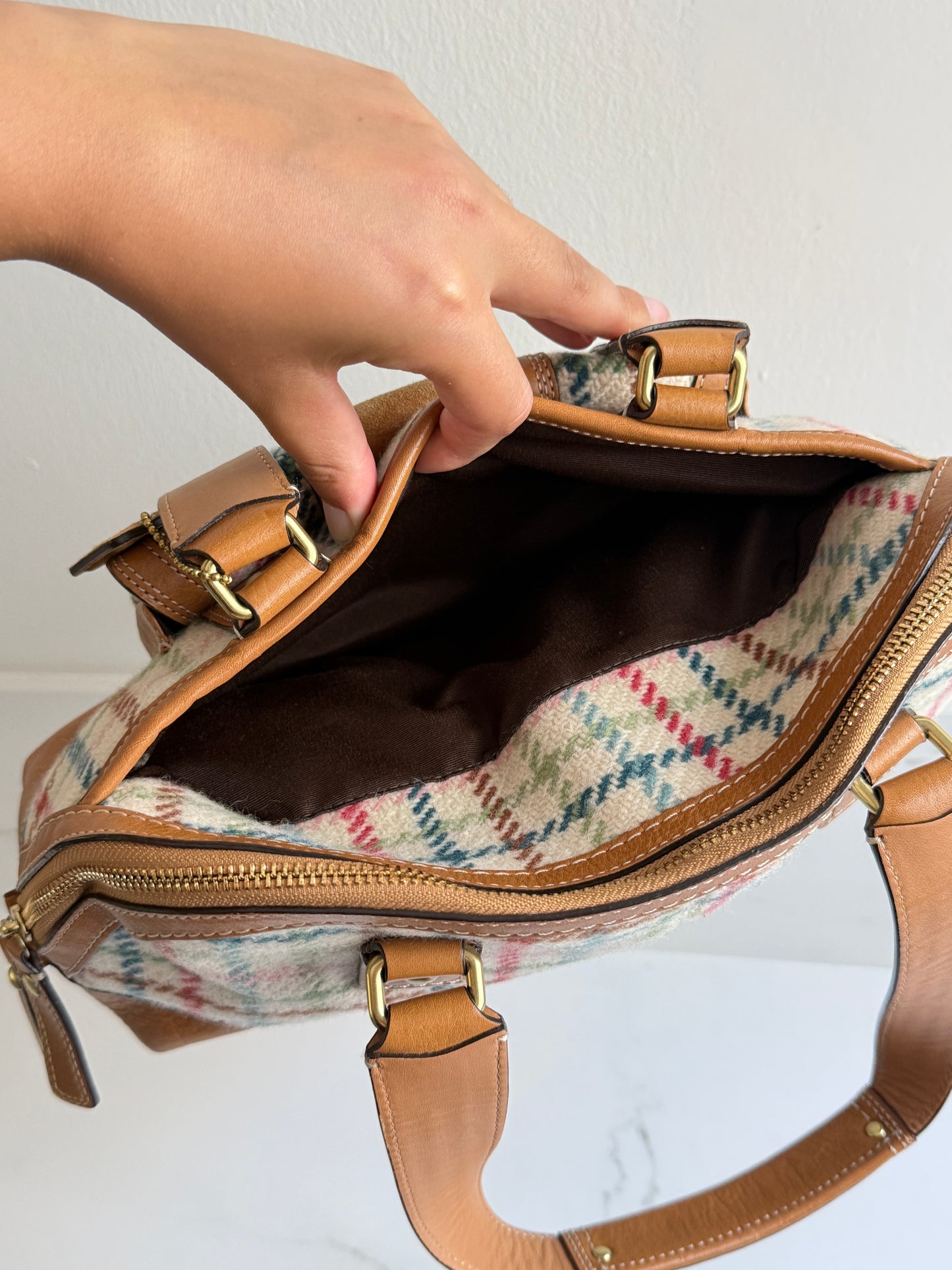 Super Rare Coach Hamptons Tattersall Tweed Shoulder Bag