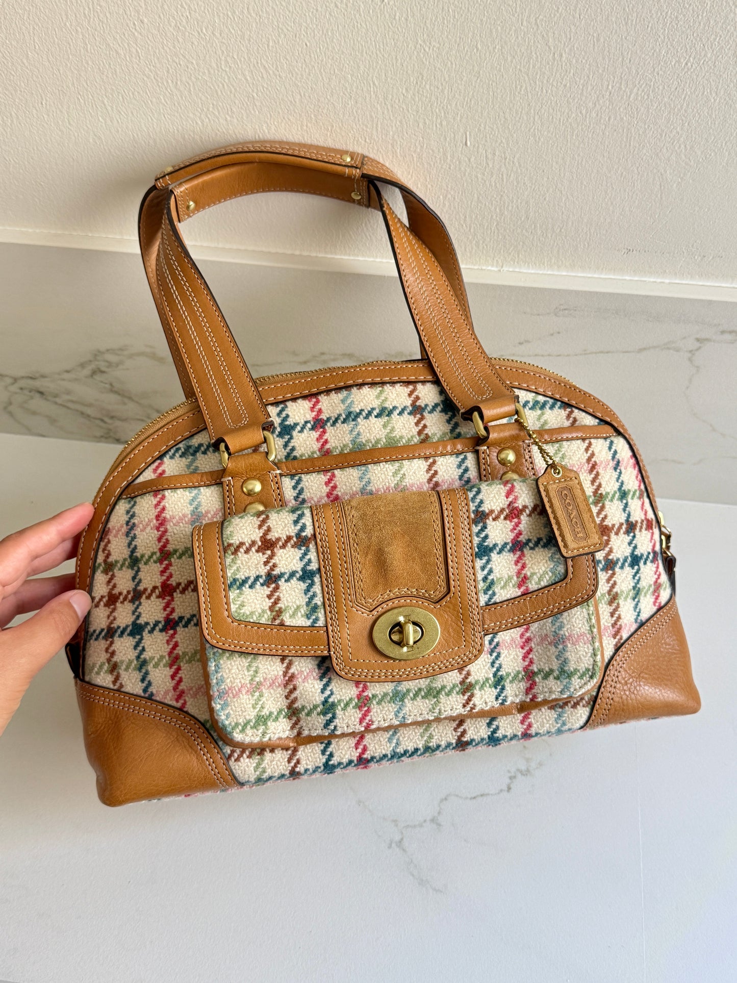 Super Rare Coach Hamptons Tattersall Tweed Shoulder Bag